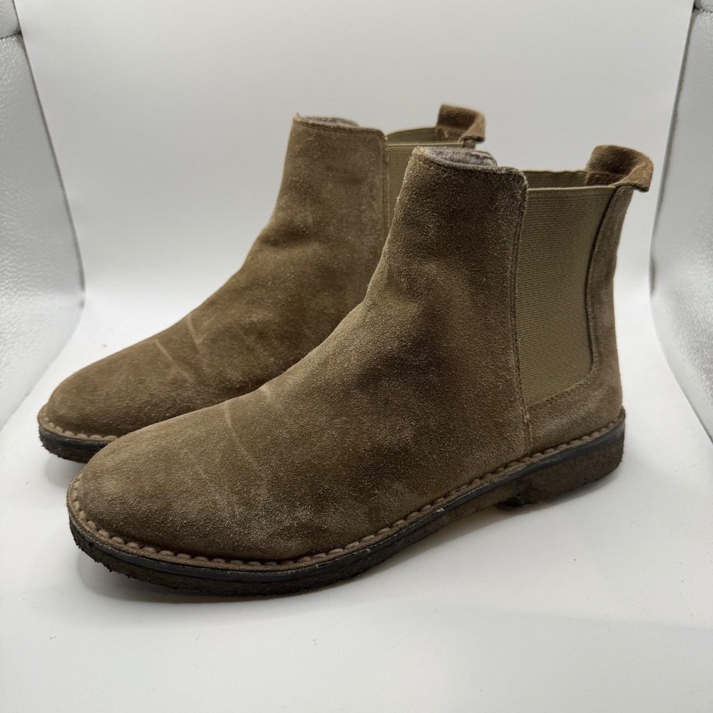 Vince Henderson Biege Suede Western Shearling Lined‎ Chelsea Boots Womens 7.5 US